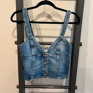 Zara Blue Denim Button-Up Tank Top